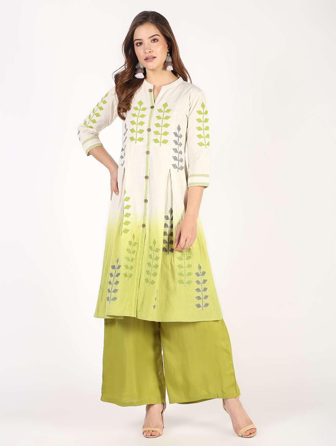 block printed asymmetric kurta