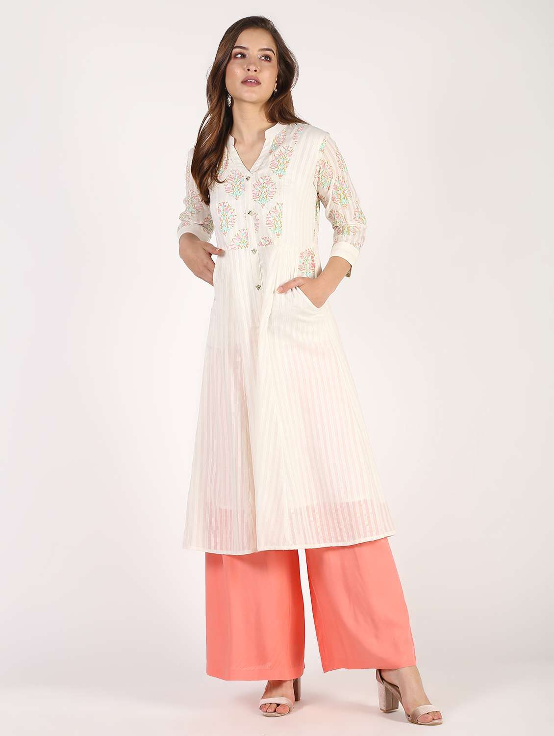 block printed layered kurta