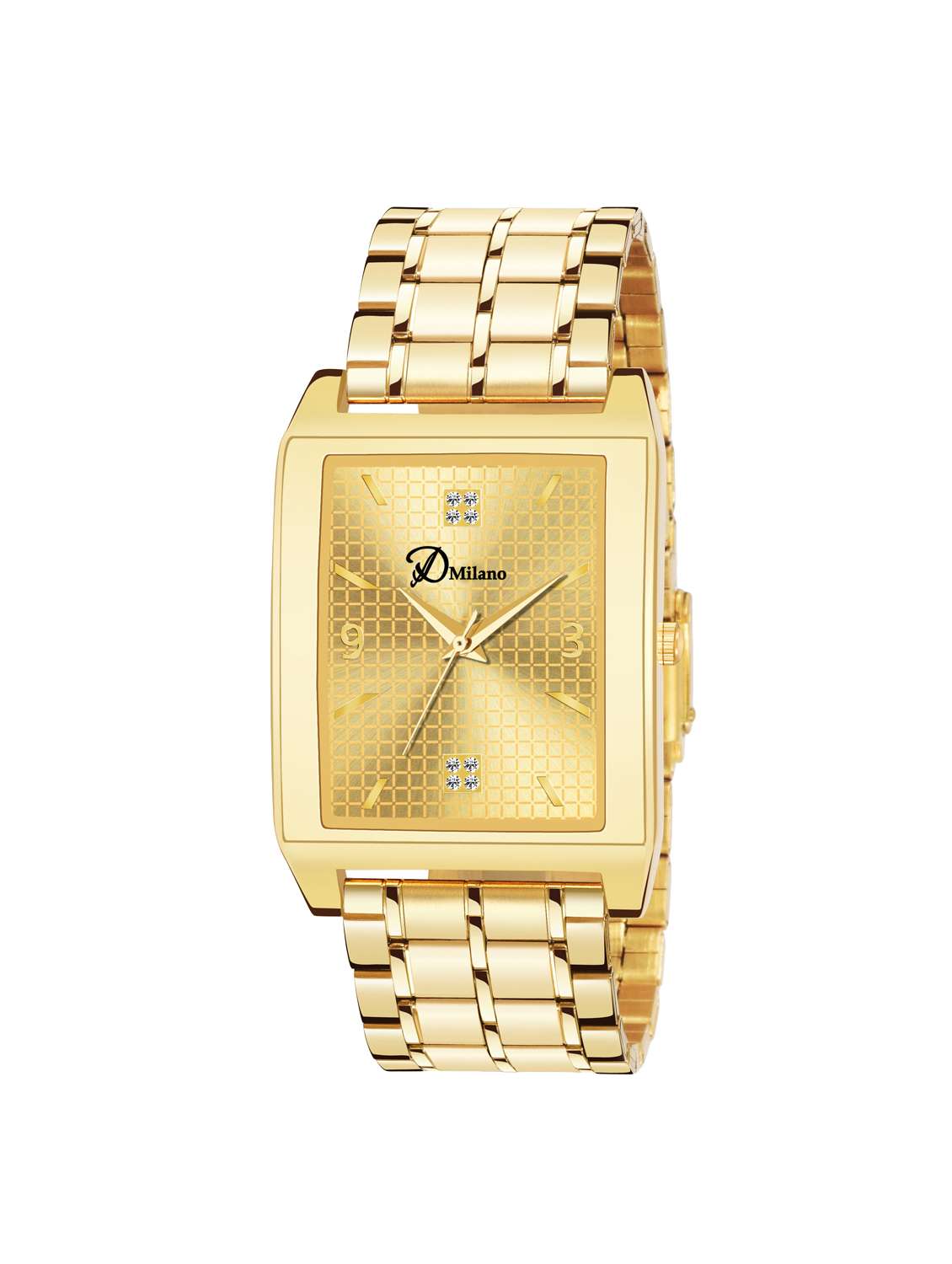 d'milano metal strap analog watch combo dmgxgld857