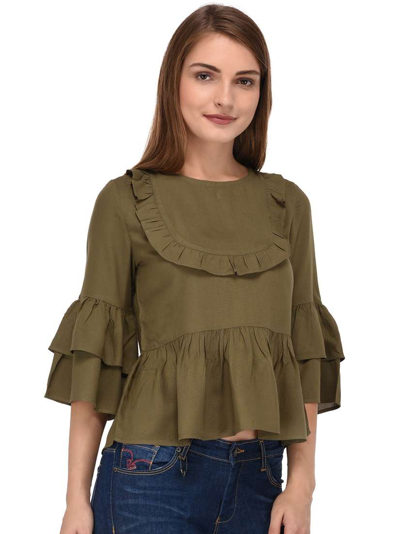 women's peplum round neck top