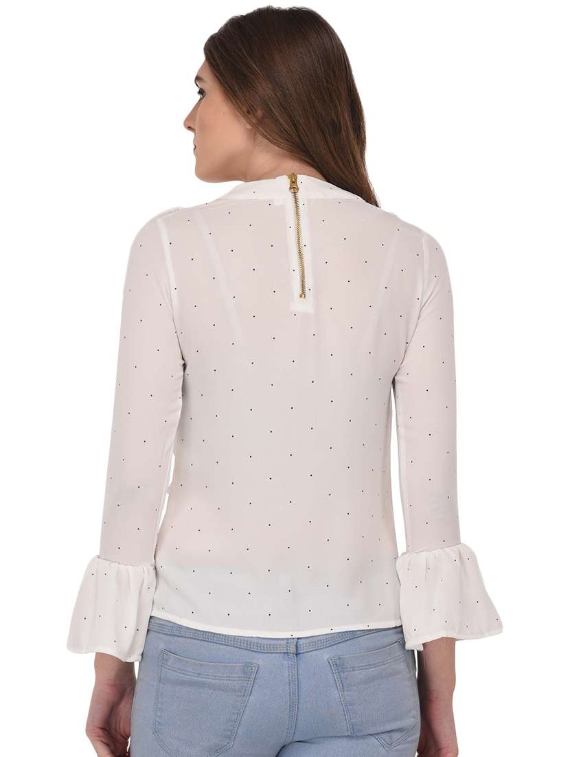 women's ruffle mandarin neck top - 16309046 -  Standard Image - 2