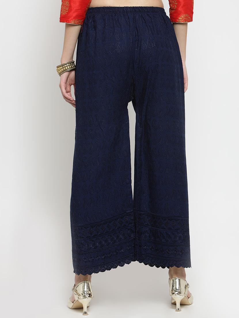 embroidered solid palazzo - 16309458 - Standard Image - 2