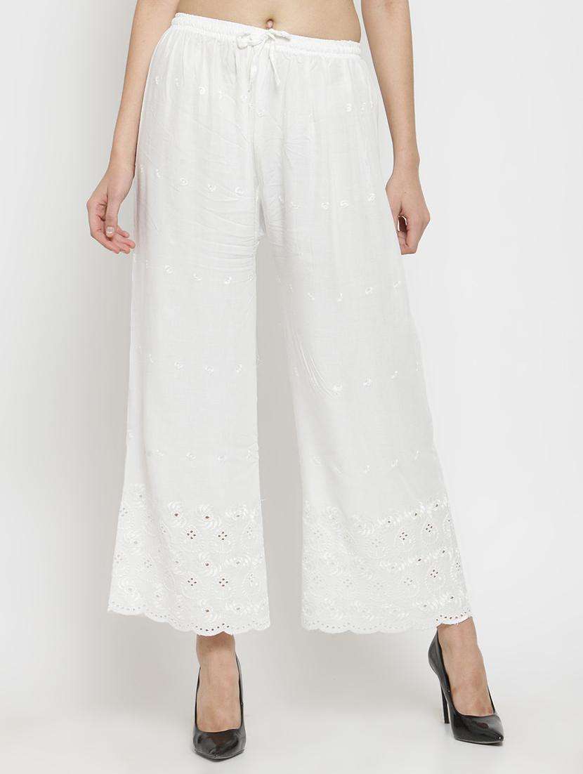 embroidered solid palazzo