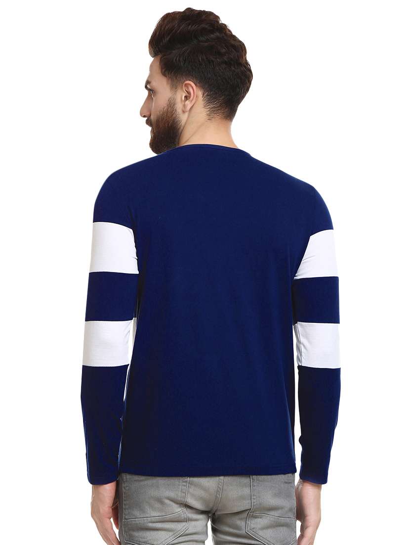 navy blue color block t-shirt - 16309609 - Standard Image - 2