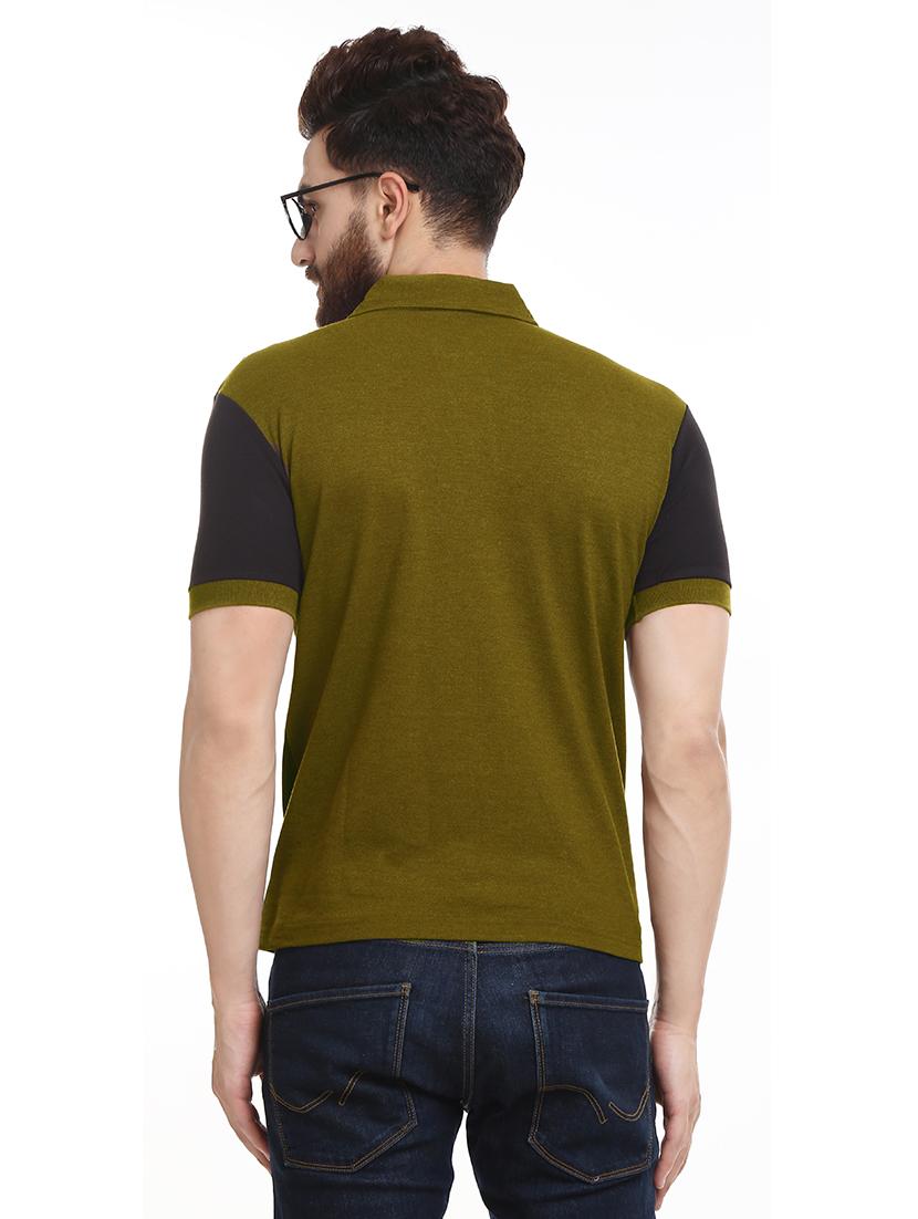 olive green striped polo t-shirt - 16309616 - Standard Image - 2