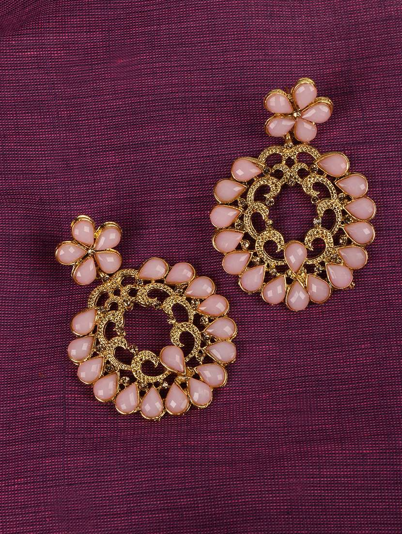 pink brass drop earring