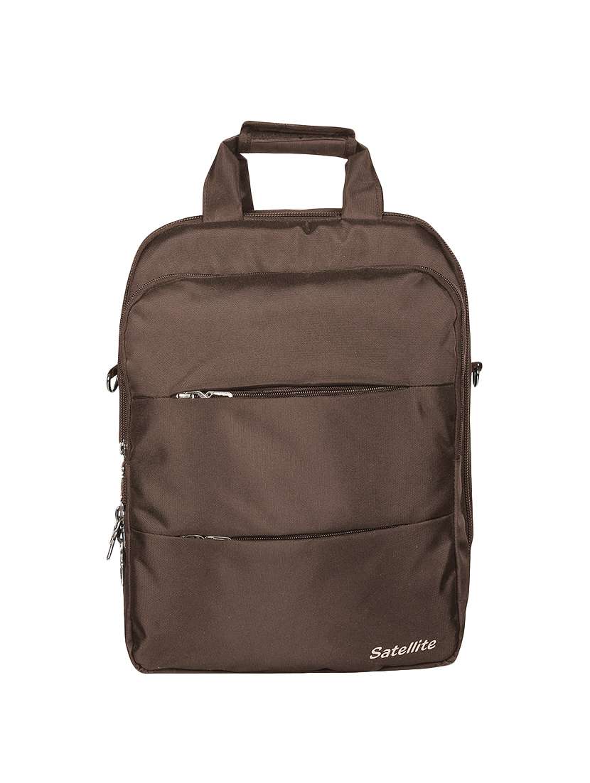 brown polyester backpack