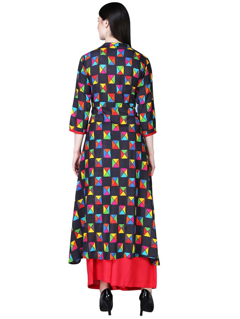 printed high-low kurta - 16312820 -  Standard Image - 2