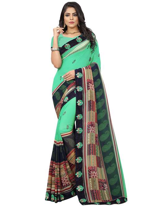 women's paisley green colored saree with blouse - 16313471 -  Standard Image - 0