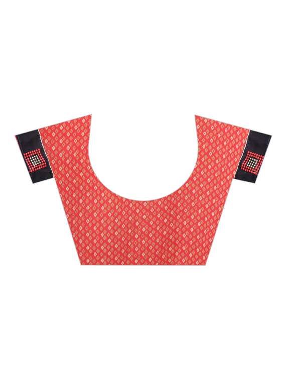 checkered printed saree with blouse - 16313472 - Standard Image - 2