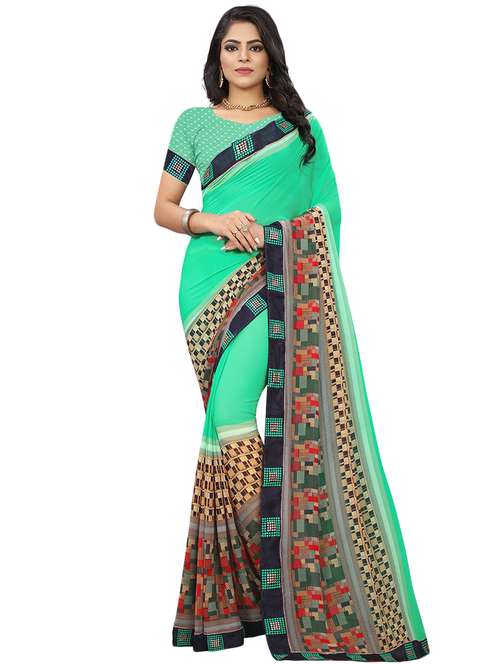 women's self design turquoise colored saree with blouse - 16313473 -  Standard Image - 0