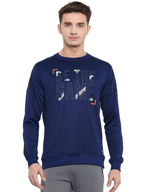 navy blue typographic chest printed sweatshirt - 16316400 - Standard Image - 0