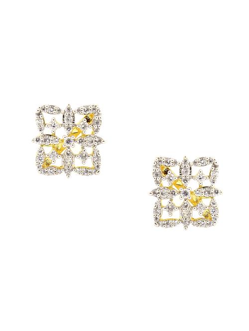 white brass studs earring - 16317360 - Standard Image - 0