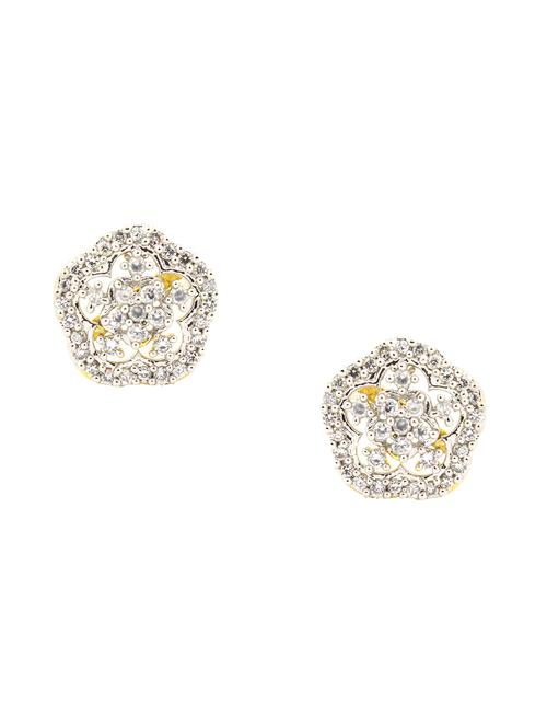 white brass studs earring - 16317365 - Standard Image - 0