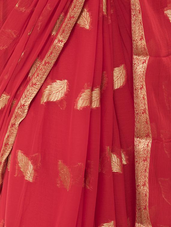 ethnic zari motifs woven saree with blouse - 16319517 - Standard Image - 2