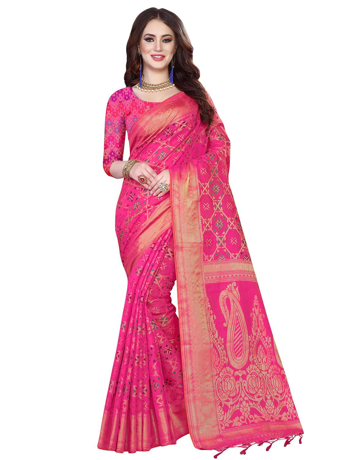 self-design patola saree with blouse