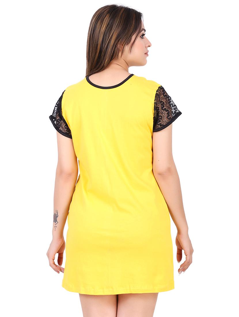 contrast lace sleeved nighty - 16325440 - Standard Image - 2