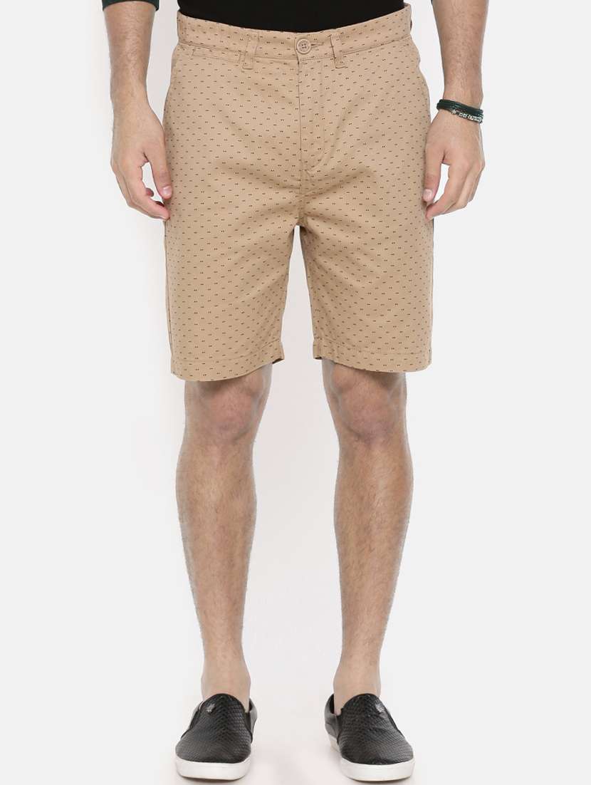 beige printed bermuda