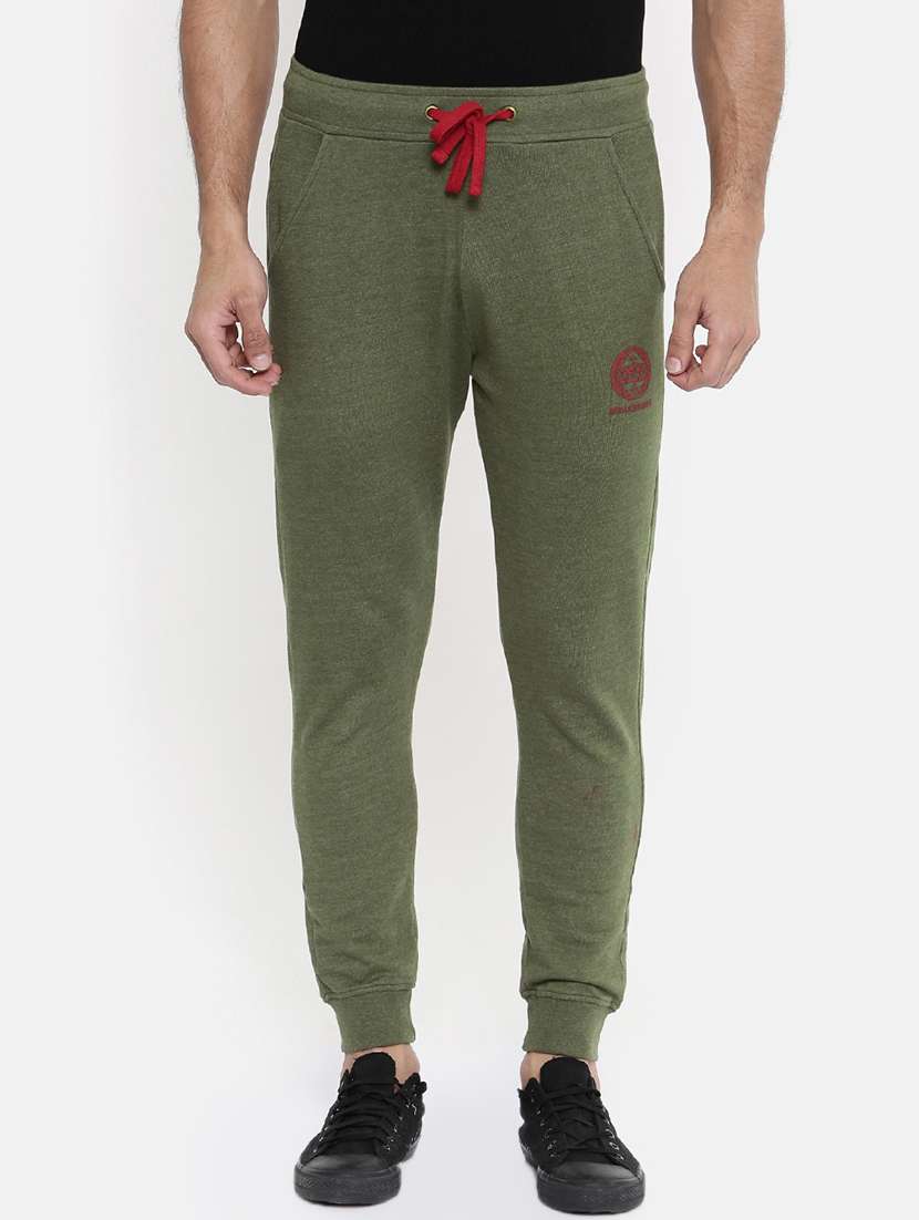 green solid joggers