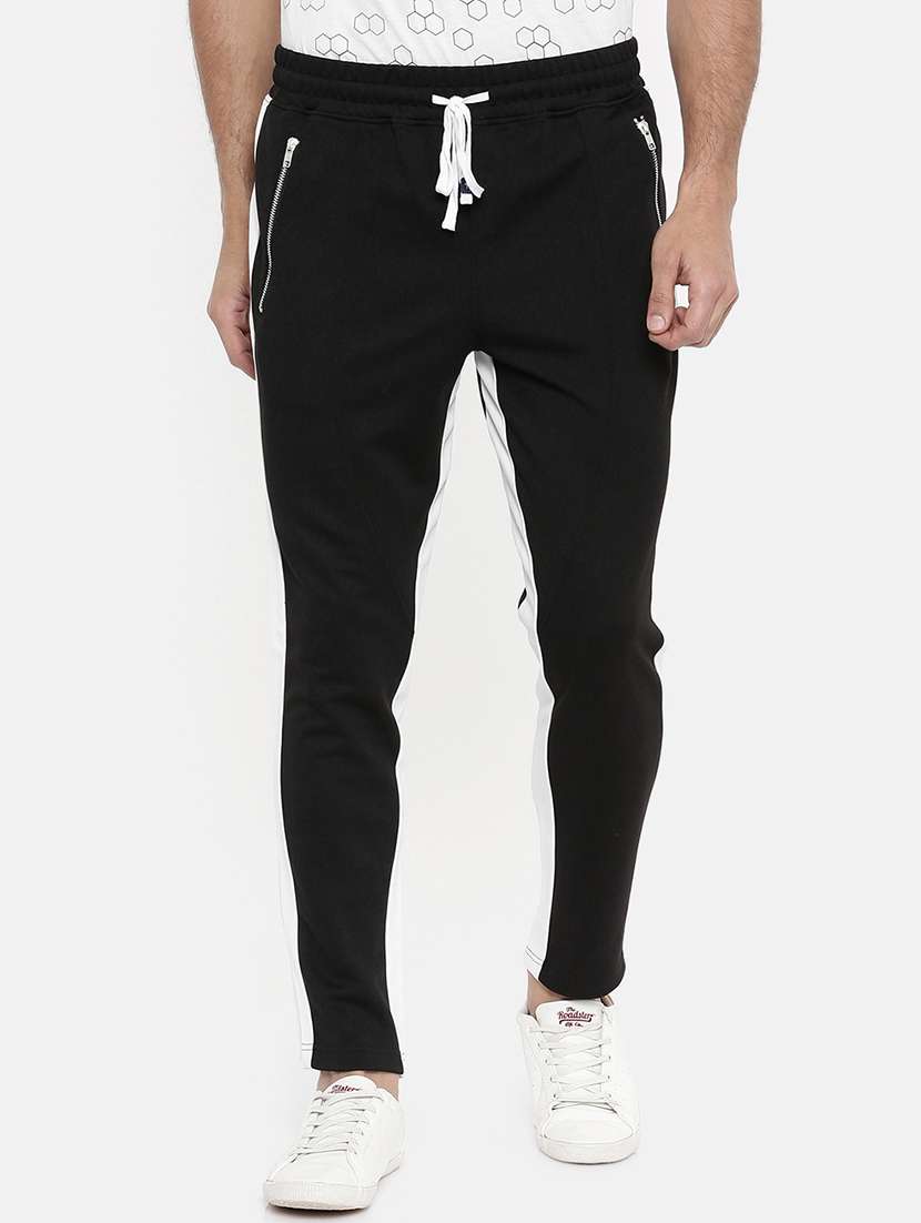 black side striped joggers