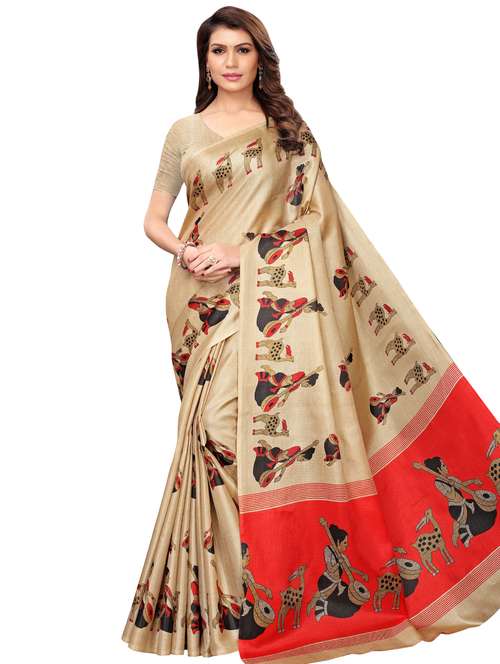 conversational print saree with blouse - 16326521 - Standard Image - 0