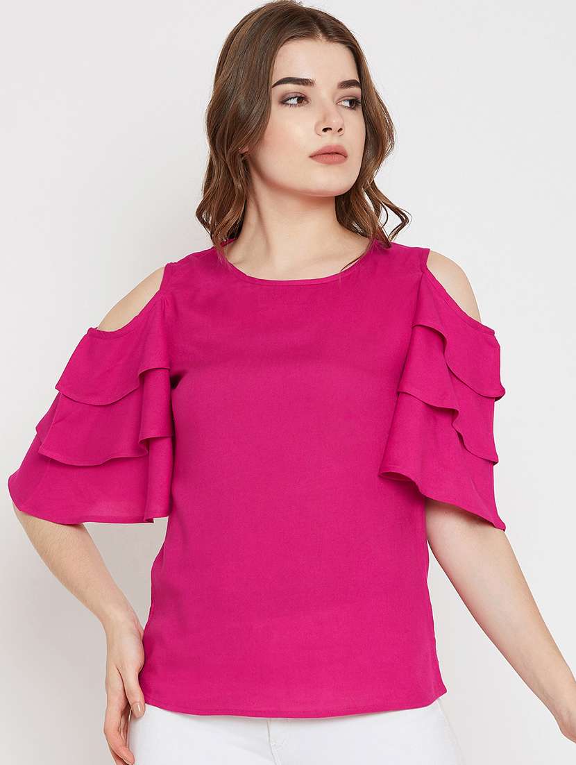 cold shoulder ruffled top 