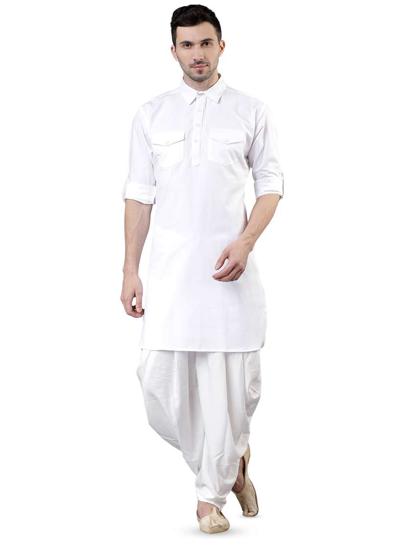 white solid pathani kurta