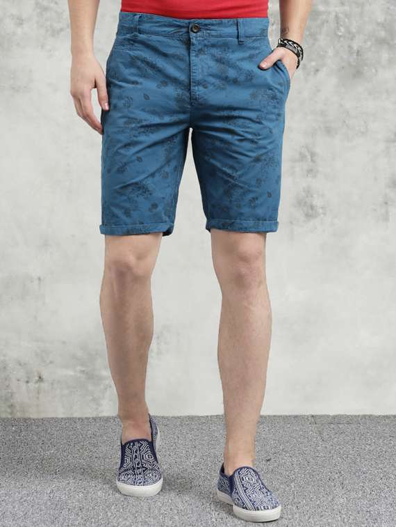 blue floral printed bermuda