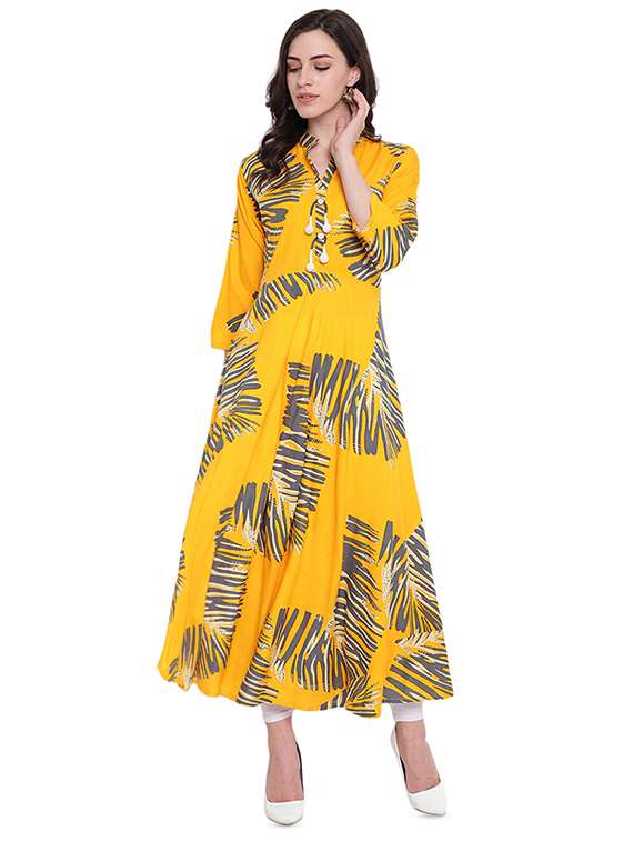 abstract printed flared kurta