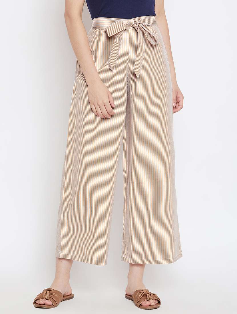 women striped high rise trouser