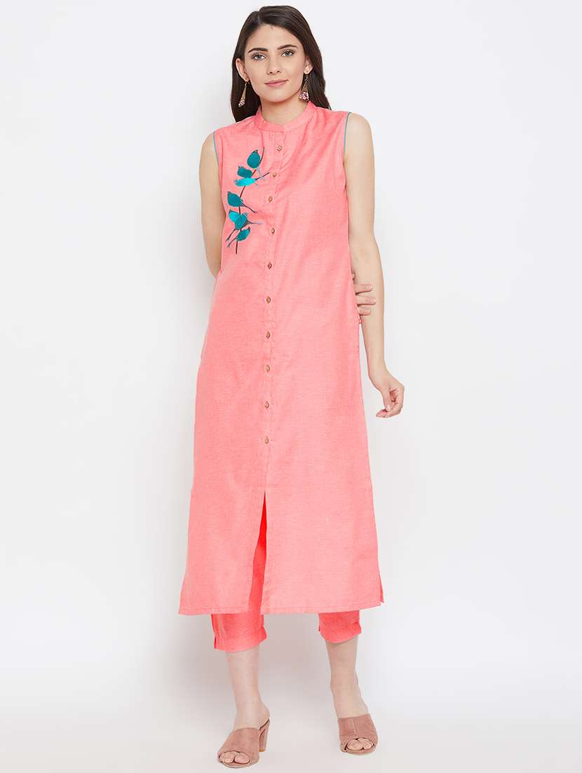 embroidered pastel kurta pant set