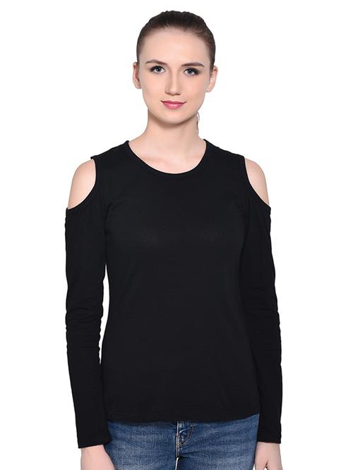 cold shoulder solid top - 16331284 -  Standard Image - 0