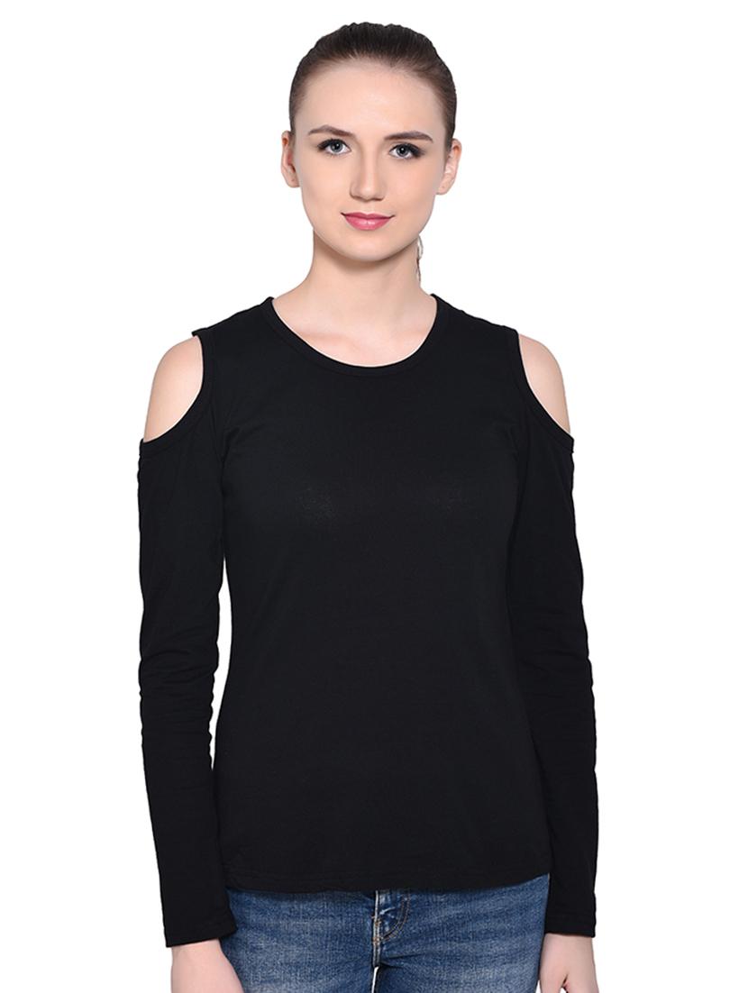 cold shoulder solid top - 16331284 -  Zoom Image - 0