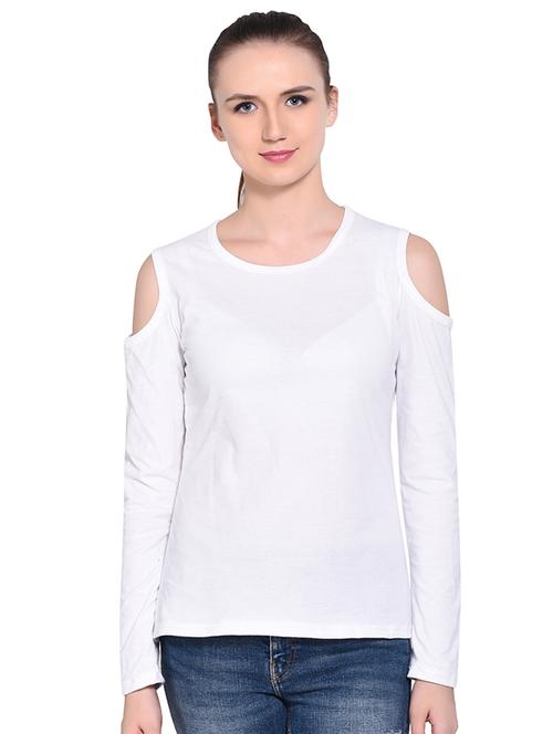 cold shoulder solid top - 16331287 - Standard Image - 0