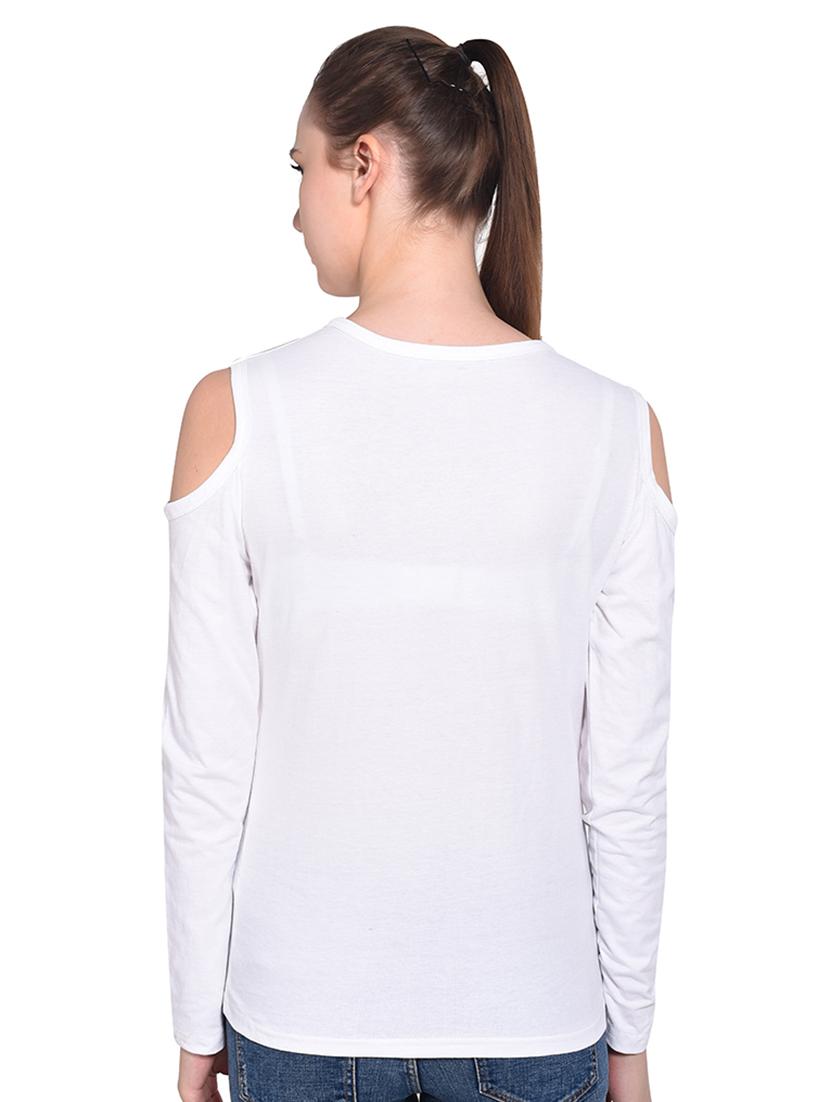 cold shoulder solid top - 16331287 - Standard Image - 2