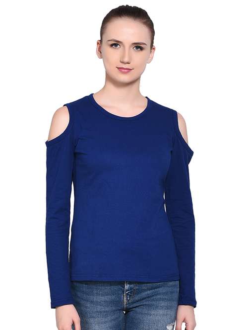 cold shoulder solid top - 16331288 - Standard Image - 0