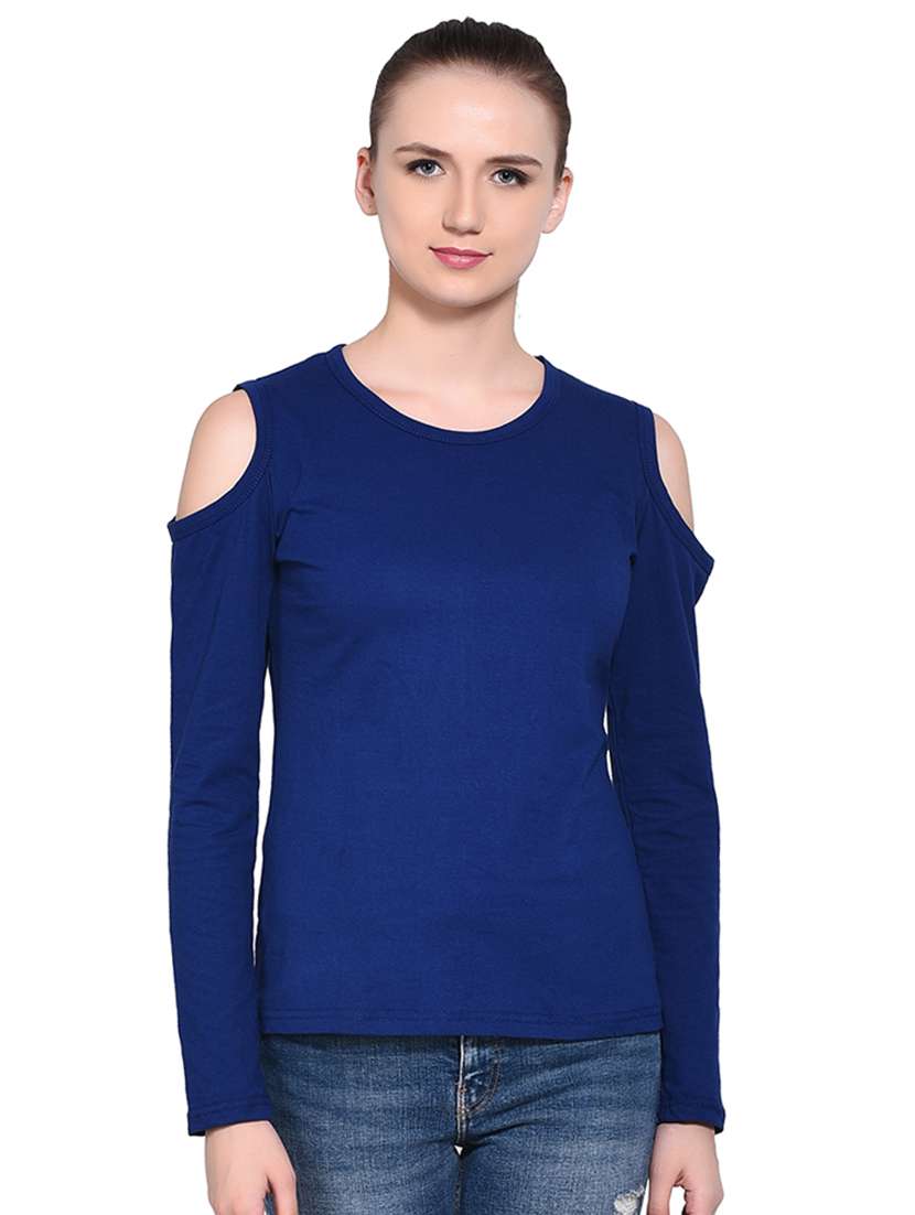 cold shoulder solid top - 16331288 - Zoom Image - 0