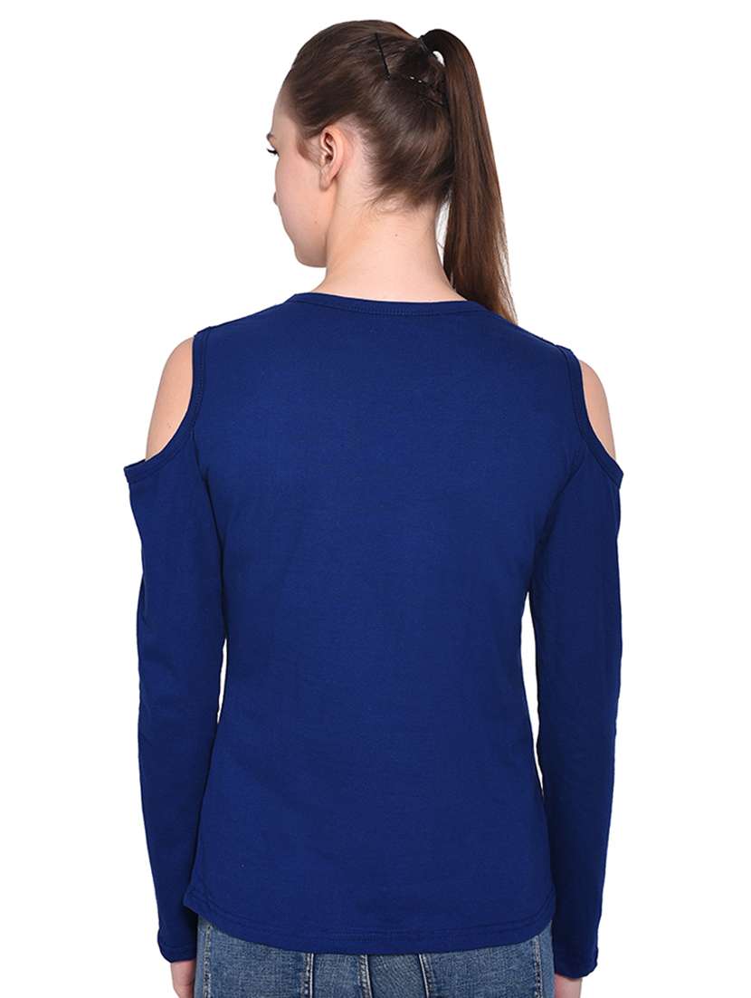 cold shoulder solid top - 16331288 - Standard Image - 2
