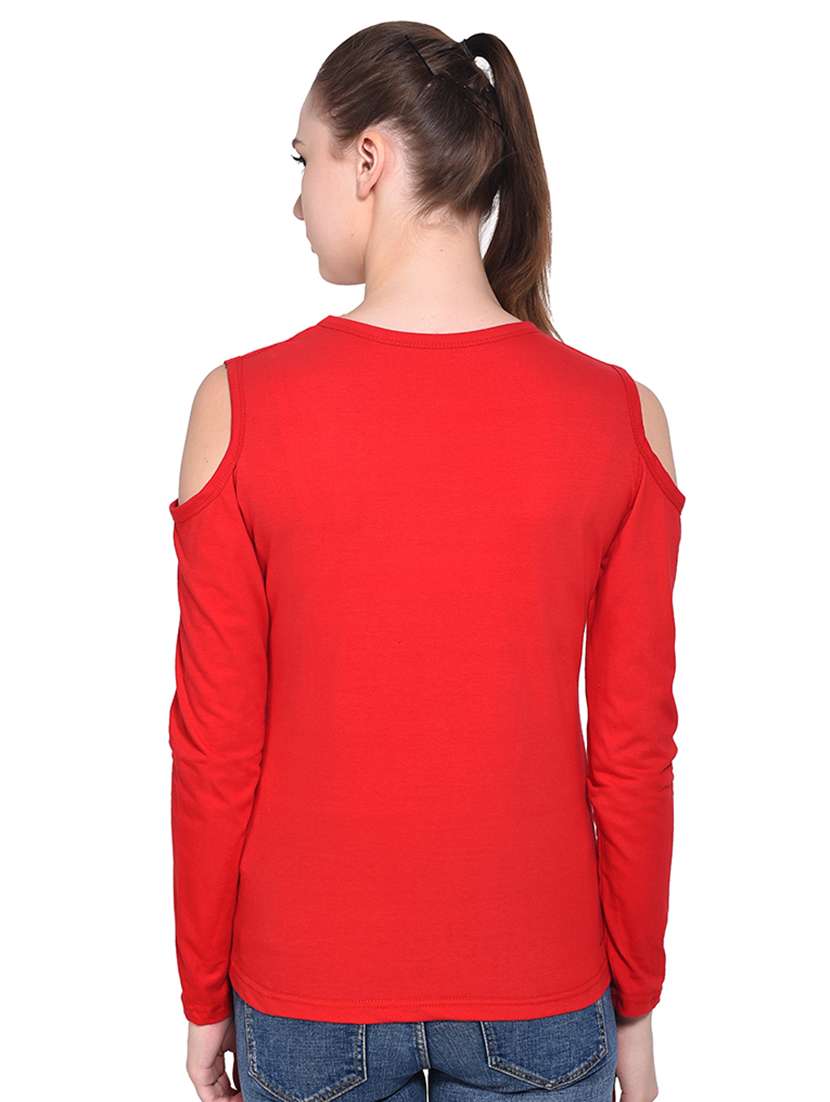 cold shoulder solid top - 16331291 - Standard Image - 2