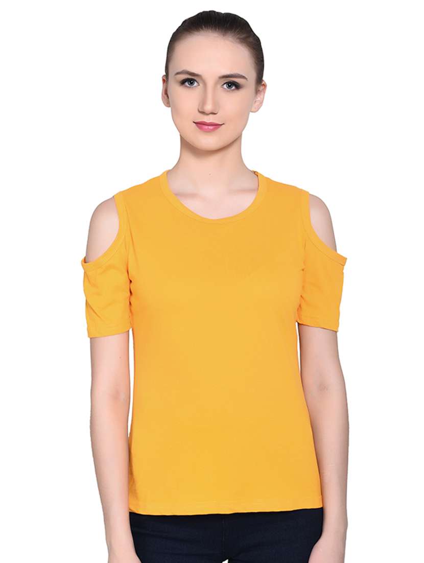 cold shoulder solid top - 16331292 -  Zoom Image - 0
