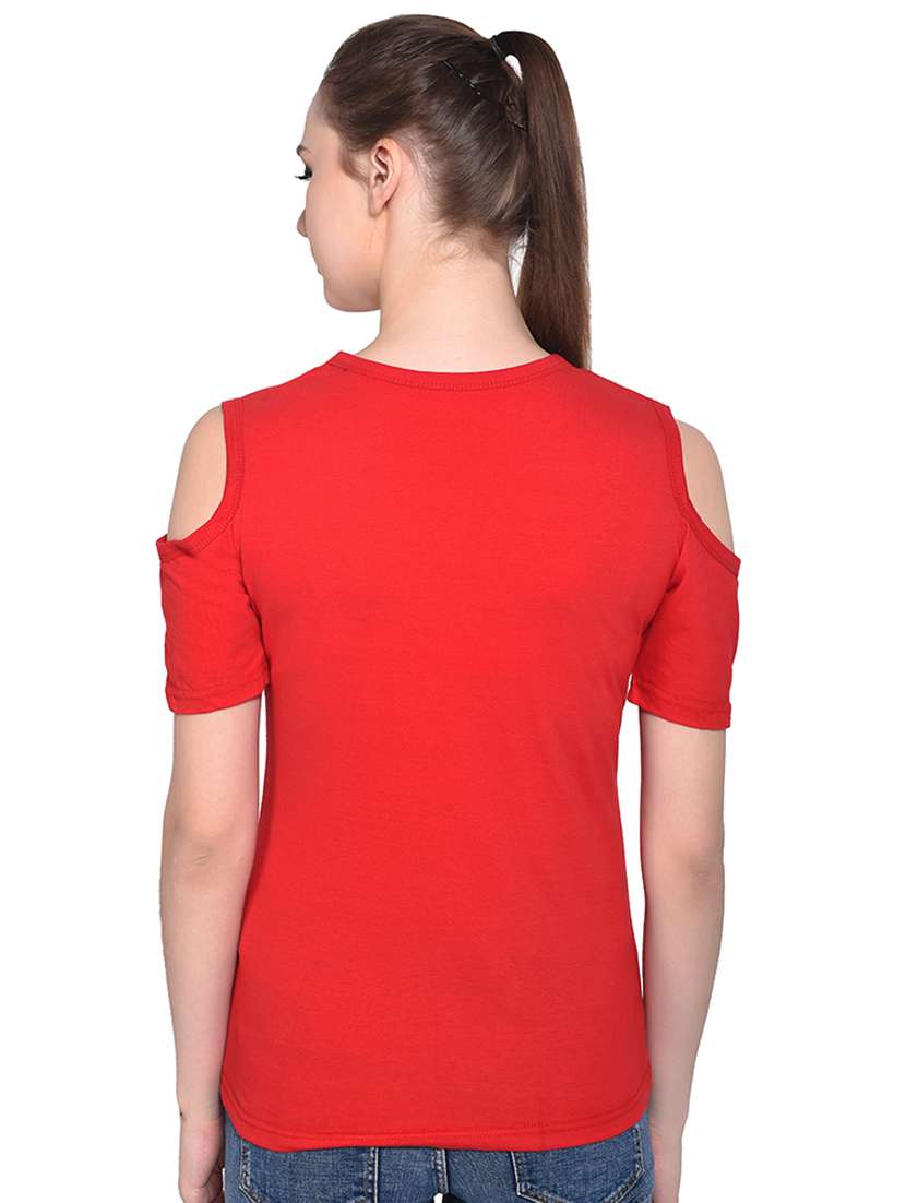 cold shoulder solid top - 16331294 - Standard Image - 2