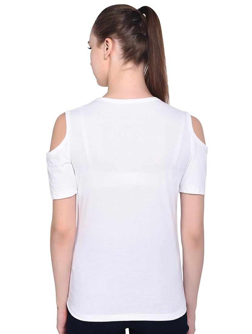 cold shoulder solid top - 16331295 - Standard Image - 2