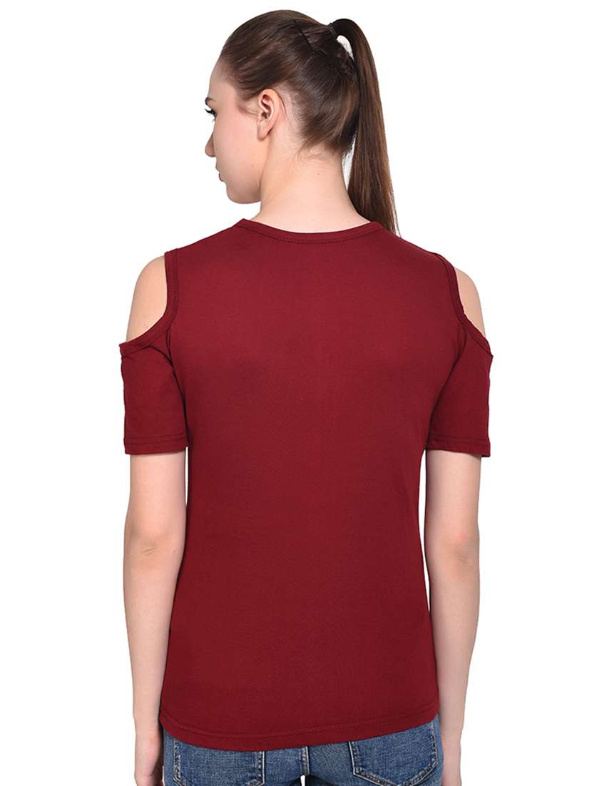 color block cold shoulder top - 16331301 - Standard Image - 2