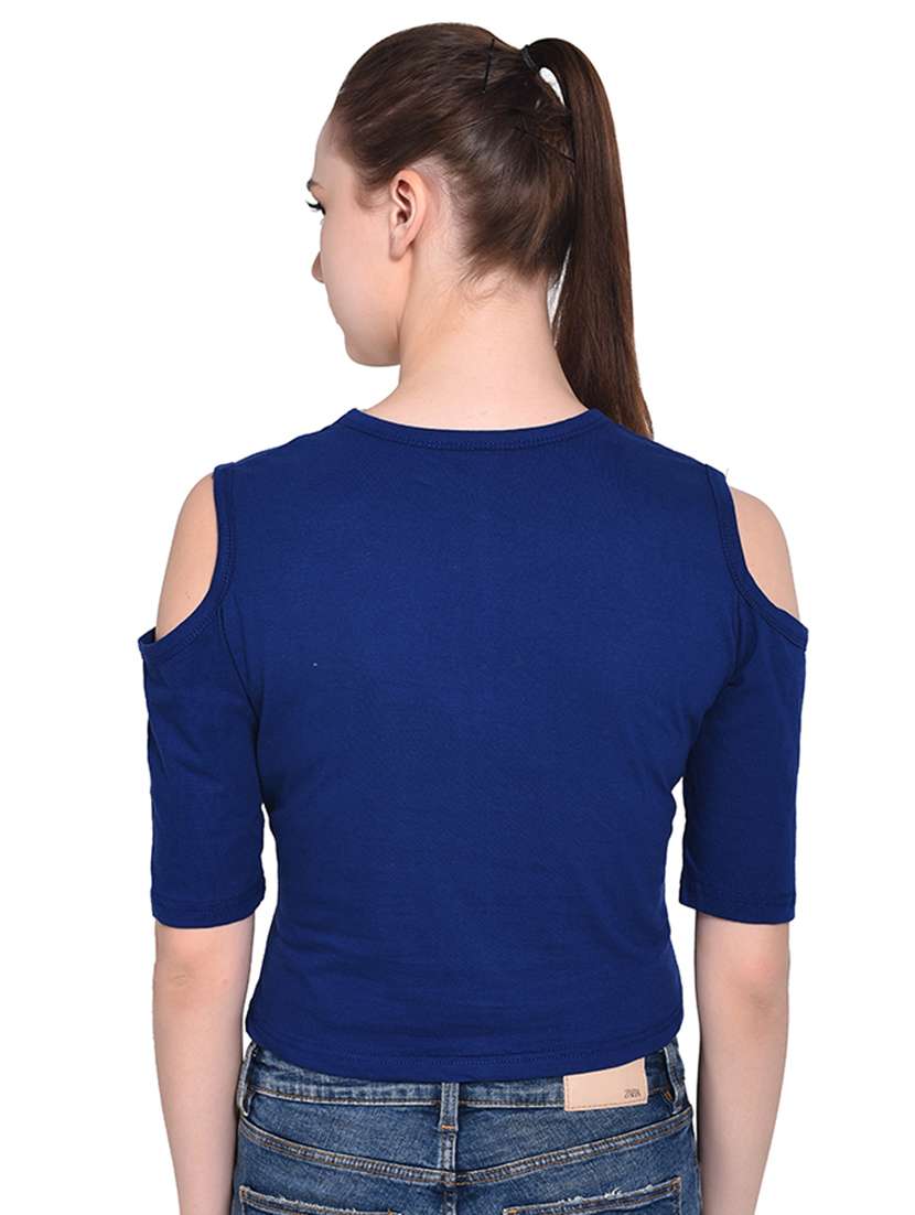 women's crop round neck top - 16331304 - Standard Image - 2