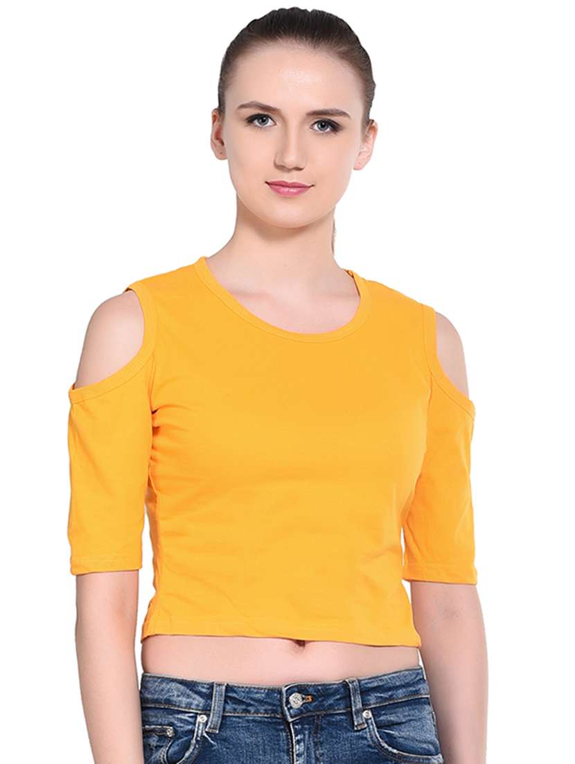 women's crop round neck top - 16331305 -  Zoom Image - 0