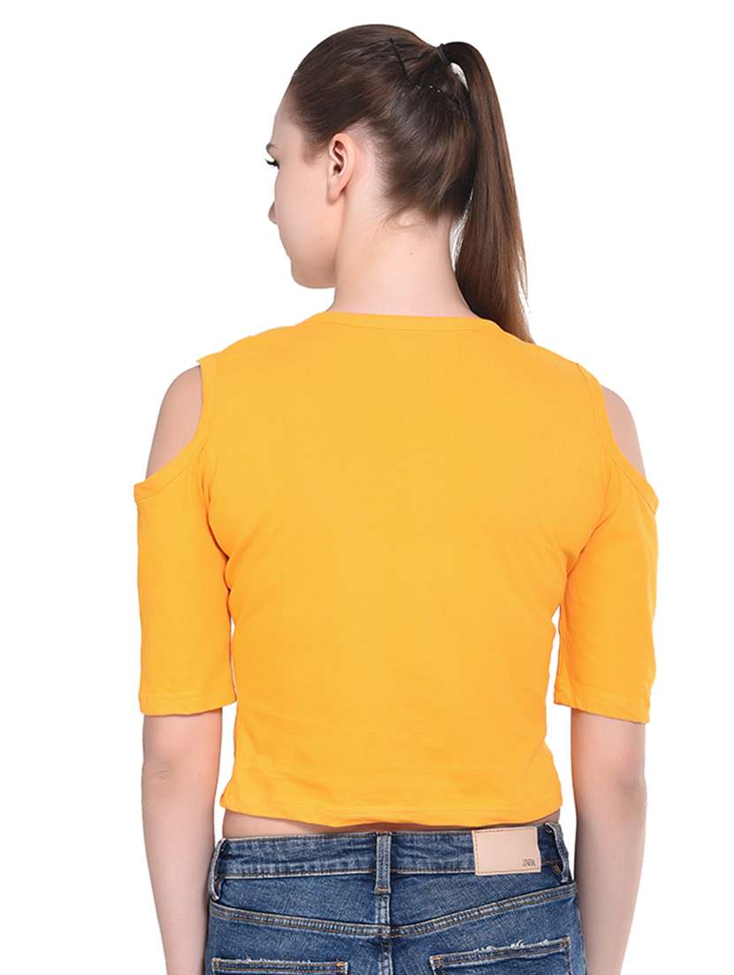 women's crop round neck top - 16331305 - Standard Image - 2