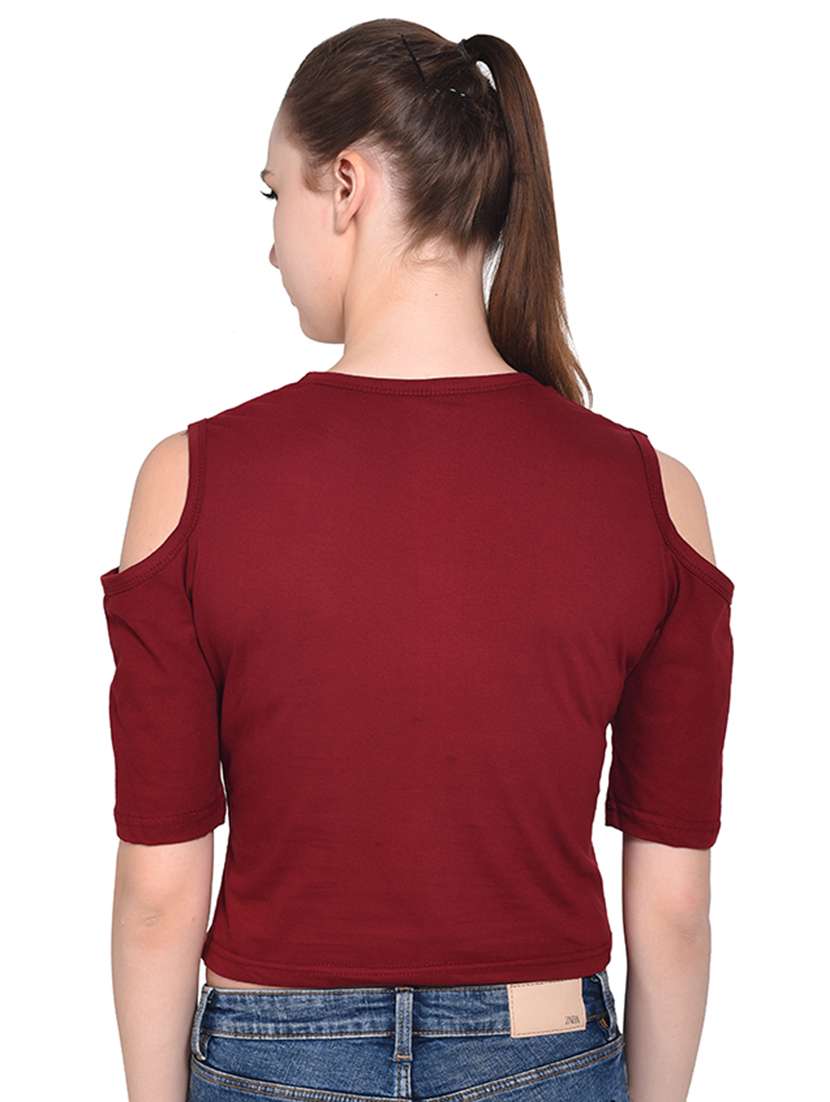 women's crop round neck top - 16331306 -  Standard Image - 2