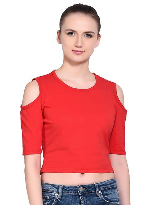women's crop round neck top - 16331307 -  Standard Image - 0