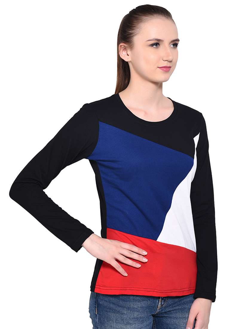 color block long sleeved top - 16331313 - Standard Image - 2