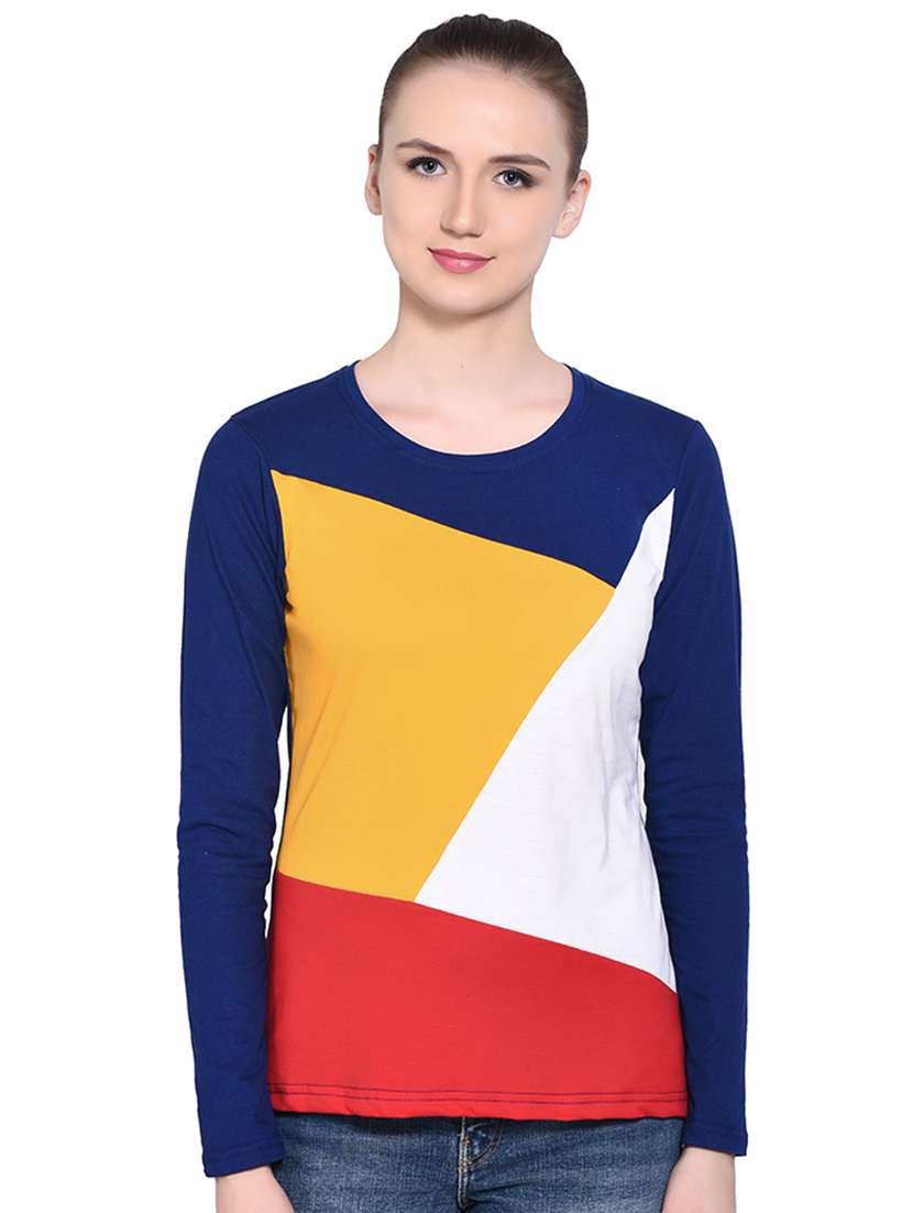 color block long sleeved top - 16331314 - Zoom Image - 0